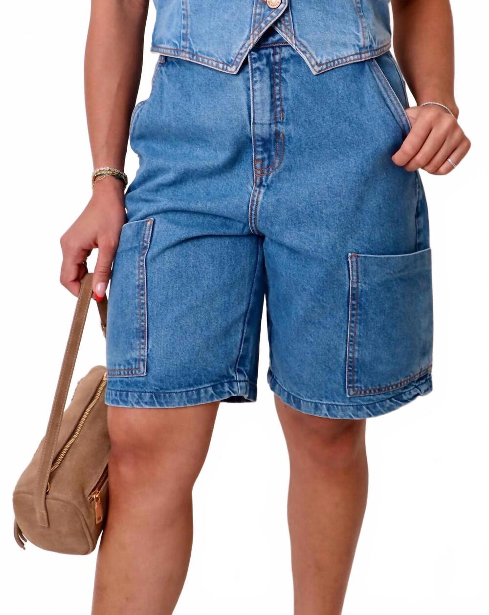NEW DRESS TO front pocket bermuda shorts in denim blue